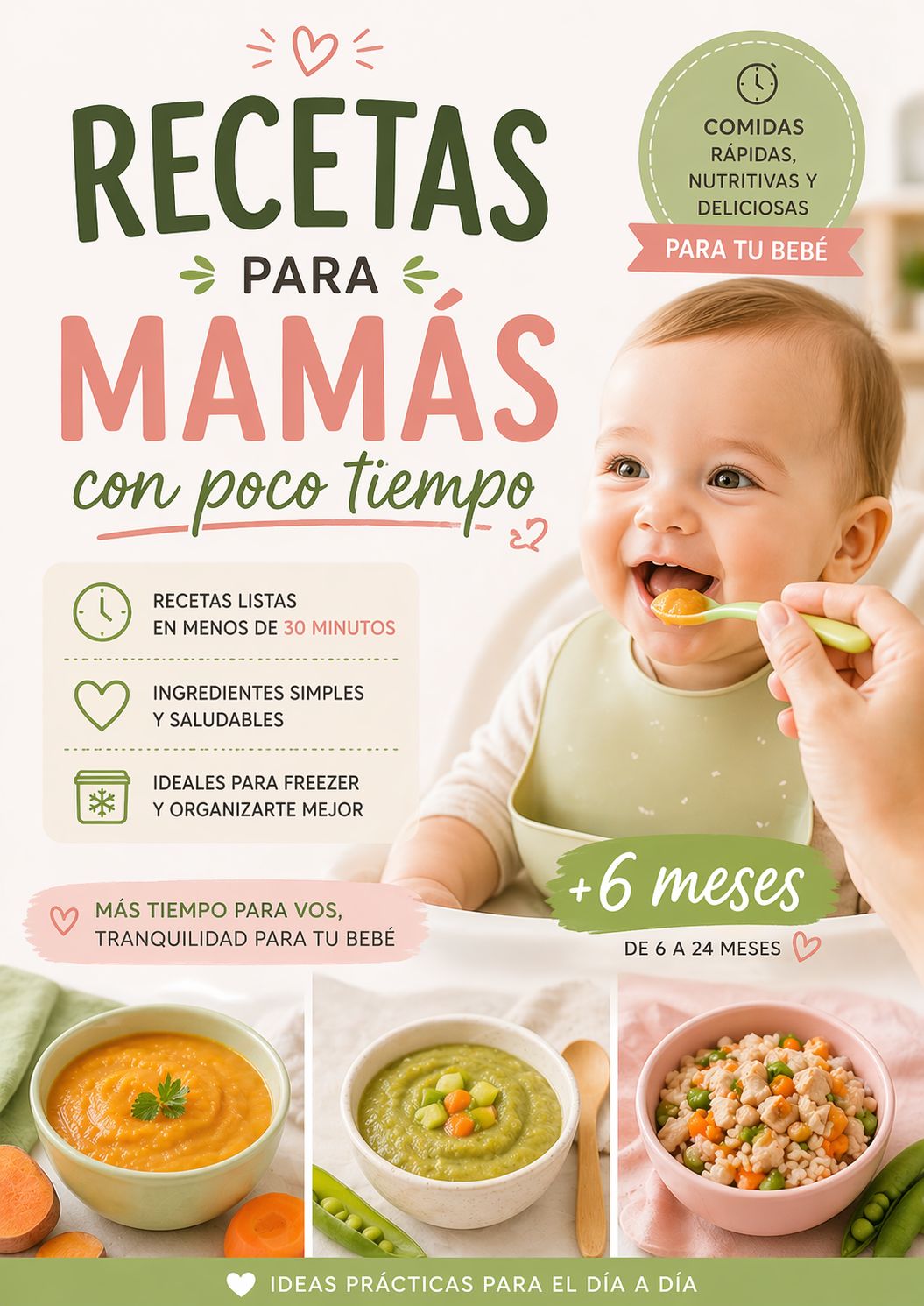 IDEAS PARA SOLUCIONAR TUS COMIDAS DIARIAS PARA TU BEBÉ+3 BONOS